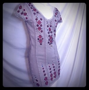 Free People | nude | vneck embellished dress | s/p